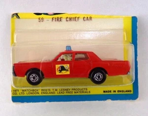VINTAGE Matchbox - #59 Mercury Fire Chief BLISTER PACK BP Cut Card - Picture 1 of 6