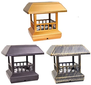 4 Copper / Brown / Bronze 4 x 4 Solar Post Lights Outdoor Deck Cap Fence Lamp - Picture 1 of 19