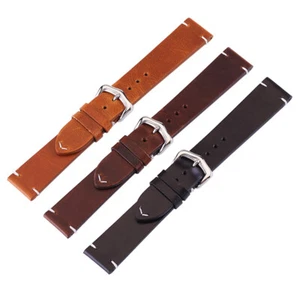 Véritable Cuir Femmes Hommes Montre Sangle Rétro Boucle 18/19/20/21 /22 /24mm - Picture 1 of 17