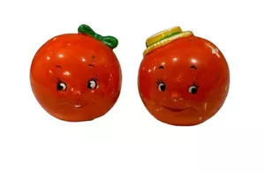 Unico Vintage Adorabile Sale N Pepe Shaker! Pomodori sorridenti antropomorfi - Foto 1 di 11