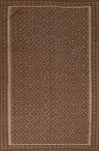 Tribal Brown Geometic Kilim Reversible Hand-woven Area Rug 7'x10' Nomad Carpet - Picture 1 of 9