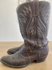 Vintage Dan Post Teju Lizard Skin Brown Cowboy Western Boots - Size 10D Men - Picture 1 of 7