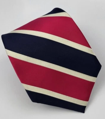 Express Silk Tie Hot Pink Blue White Stripes Men Necktie 59 x 3.5 - Image 1 of 4