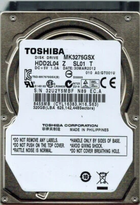 Toshiba 320GB MK3275GSX 5400RPM SATA 2.5" Laptop Internal HDD Hard Disk Drive - Image 1 of 3