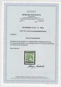 EXTREM SELTENE Marke ANK 466 b 2S Gelbgrün GEPRÜFT Postfrisch ** MNH - Picture 1 of 3