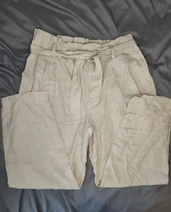 Pantalones Ann Taylor LOFT Beige Pierna Ancha Lino XL - Imagen 1 de 8