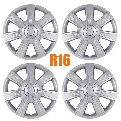 16" inch Set of 4 Silver Wheel Covers Rim Snap On Full Hub Caps fit R16 Tire & - Image 1 of 4