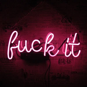 Fvck it Neon Sign Light Tiki Bar Pub Wall Hanging Handcraft Artwork Gift 14"x7" - Picture 1 of 2