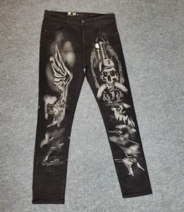 NWT Waimea Skinny Fit 36x32 (Meas 34x31 12" Rise) Death & Angels Tonal Jeans A17 - Picture 1 of 10