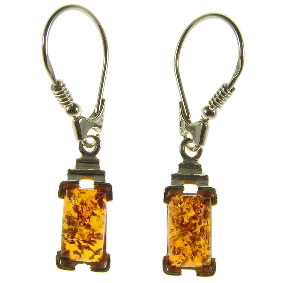 BALTIC AMBER STERLING SILVER 925 DROP DANGLING HOOPS DESIGNER EARRINGS JEWELLERY — 第 1/1 张图片