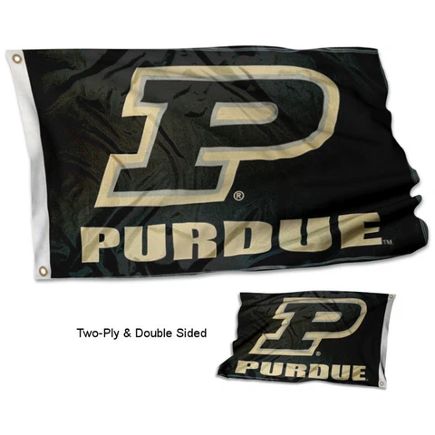 Purdue Slanted P Flag Double Sided 2-Ply 3x5 Foot Outdoor Banner Cover