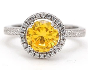 2CT Treated Yellow Sapphire & Topaz 925 Solid Sterling Silver Ring Sz 9 N3-8 - Picture 1 of 3