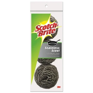 Scotch-Brite Metal Scrubbing Pads 2 1/2" x 2 3/4" Stainless Steel Silver 3/Pk 8 - Picture 1 of 1