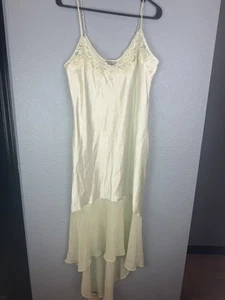 Nine & Company Dress Womens Large Satin Lace Trim Slip Gown Asymmetrical Hem - Picture 1 of 7