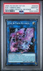 PSA 10 2022 YU-GI-OH! BATTAGLIE DELLA LEGGENDA CRYSTALREVENGE 1° EDIZIONE EVIL TWN KI-SIKI - Foto 1 di 3