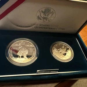 1992 United States Proof Columbus Quincentenary Coins Uncirculated - 2 Coin Set - Picture 1 of 5
