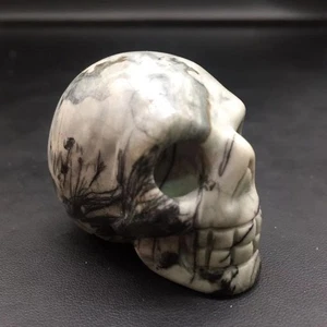 Estatuilla de curación de calavera tallada cristal cuarzo piedra línea negra natural decoración 86 g - Imagen 1 de 8