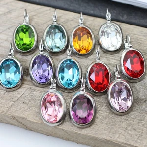 Pendientes con Cristal Swarovski y Cristal Efsa Plata Ovalado Grande 18mm Brillo - Imagen 1 de 39