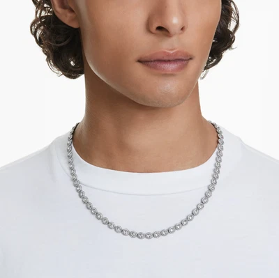 Collana Tennis Una Angel Uomo Argento con Cristalli Swarovski Elements Originali - Immagine 1 di 4