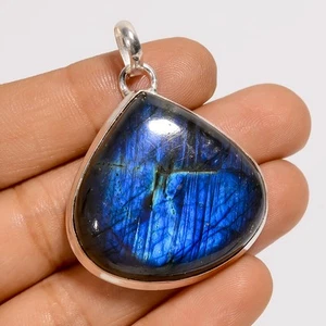 Ciondolo fatto a mano pietra preziosa labradorite naturale argento 925 1,8" ARP-6346 - Foto 1 di 3