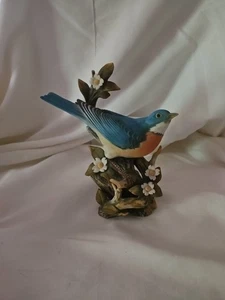 Vintage Bluebird Figurine Masterpiece Porcelain Homco 1984 Perched Branch Signed - Picture 1 of 1