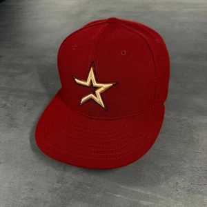 Vintage Houston Astros Hat New Era Cap 6 7/8 USA Made Brick Dark Red 2000s Y2K - Picture 1 of 8