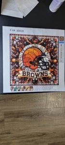 (COMPLETED) Cleveland browns NFL Helment Diamond Art Wall Decor - Picture 1 of 4