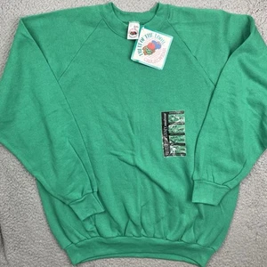 NWT Vintage Fruit of The Loom Sweater Size L Blank Green Pullover Crewneck - Picture 1 of 6