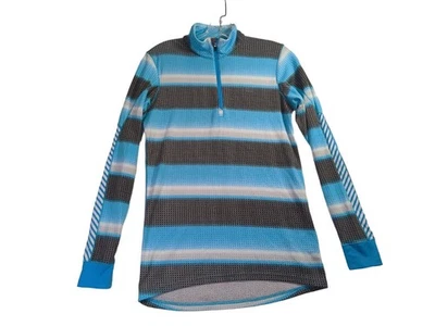 Helly Hansen Top Camisa Mujer M Azul Negro 1/4 Cremallera Pullover Manga Larga Activo Foto 1 de 4