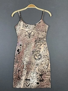 Bear Dance Women Small Mini Dress Celestial Art Davinchi Body con Boho Grunge 90 - Picture 1 of 12