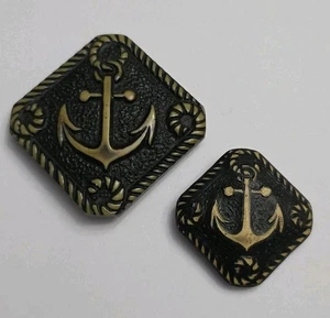 Mother/Daughter Tinted Celluloid Button With Nautical Rope & Anchor Design - Picture 1 of 5