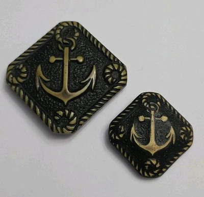 Mother/Daughter Tinted Celluloid Button With Nautical Rope & Anchor Design - Image 1 of 4