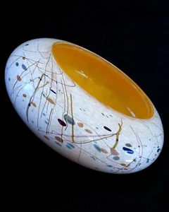 Hand blown studio art glass bowl, artist signed, 7.5 inches - Picture 1 of 10