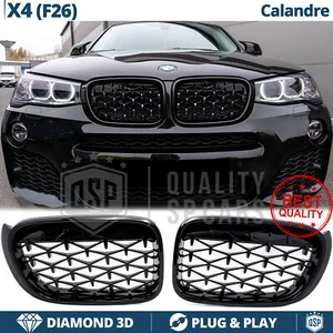 GRIGLIE Anteriori PER BMW X4 F26 14-18 Mascherine Nero Lucido Diamond Tuning - Foto 1 di 10