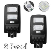 2 PEZZI Faro led lampione stradale 60w pannello solare crepuscolare telecomando