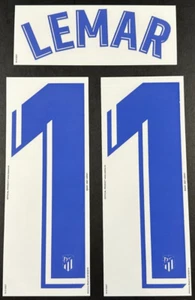 2018 2019 OFFIZIELLES ATLETICO MADRID LEMAR 11 AUSWÄRTS SPIELERGRÖSSE NAMESET - Bild 1 von 2