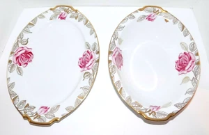 King’s Court Fine China Pompadour Pink Roses Vegetable Dish Platter Lot RARE - Picture 1 of 10