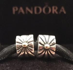 AUTHENTIC PANDORA SUNBURST CLIPS 925 SS & 14K GOLD PANDORA CLIPS CHARMS RETIRED - Picture 1 of 4