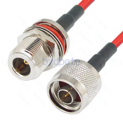 RG402Red FEP N Male to Female Bulkhead Jack Semi Flex Coaxial Cable Low Loss Lot - Image 1 of 4