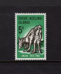 1965 Cocos (Keeling) Islands ANZAC 1915-1965 5d Green Stamp Mint Never Hinged - Bild 1 von 1