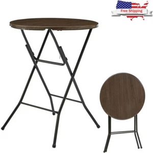 Klappbarer runder hoher Bistrotisch Cafe Outdoor Terrasse Cocktail Party Veranda Beistell - Bild 1 von 8