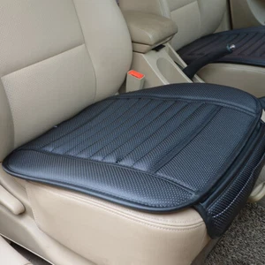 Funda protectora de asiento de coche envolvente completa de cuero PU bambú carbón 1 pieza - Imagen 1 de 14