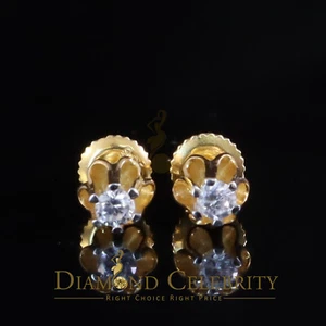 0.10ct Silver Cubic Zirconia European cut Yellow Buttercup Stud Earings Women's - Picture 1 of 12