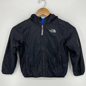 The North Face Reversible Jacket Boy's 2XS Black Blue Full Zip Hooded Softshell - Picture 1 of 16