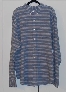 MEN'S OLD NAVY CHAMBRAY BLUE STRIPE SLIM FIT L/S SHIRT - SIZE XXLARGE BIG - Picture 1 of 2