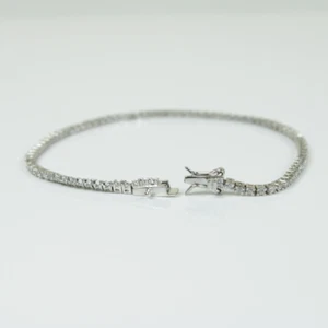 White Gold Finish Created Diamond Microscopic Round Cut Small Tennis Bracelet UK - Picture 1 of 7