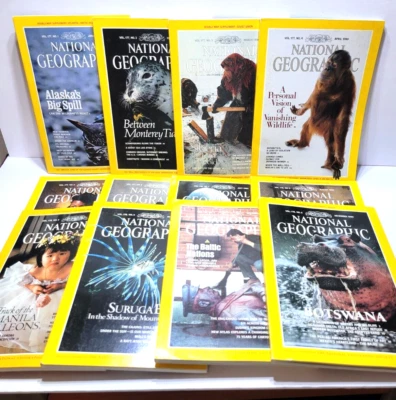 National Geographic Lot of 12 Full Year 1990 Vol. 177 178 with Maps Inserts - Image 1 of 4