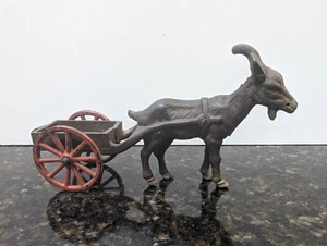 Antikes Original Kenton frühes Gusseisen Spielzeug "Der gelbe Kinder- und Ziegenwagen" - Bild 1 von 9
