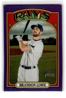 2021 Topps Heritage Chrome Purple Brandon Lowe Tampa Bay Rays #241 - Image 1 of 2