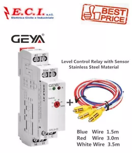 GEYA GRL8-01 KIT REGOLATORE DI LIVELLO RELE' COMPLETO DI SONDE IN ACCIAIO - Picture 1 of 1